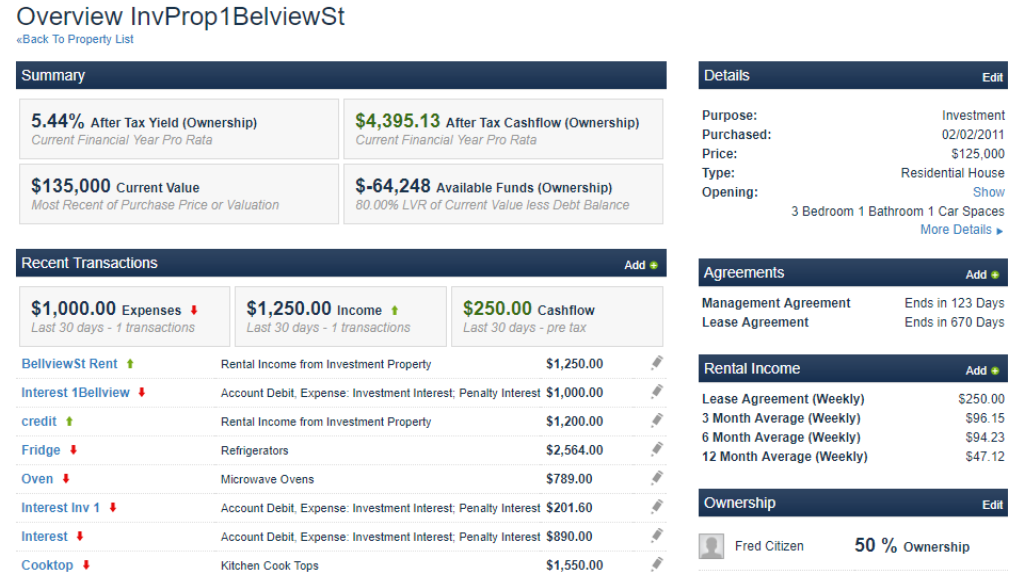 Portfolio Management Property Overview
